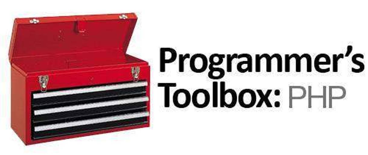 Graphic of a red tool box with the wording Programmer's Toolbox PHP