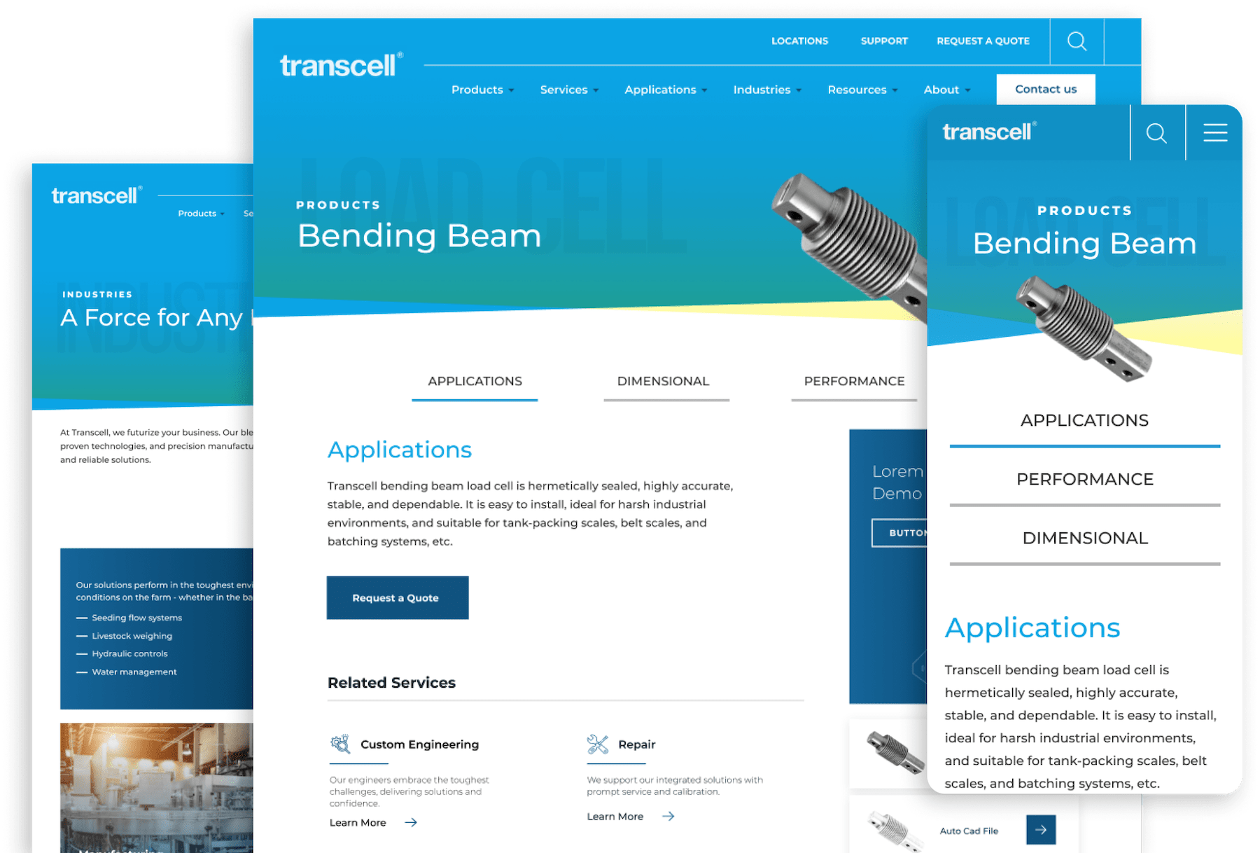 Transcell desktop screens